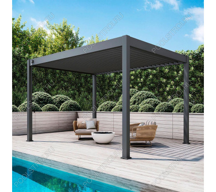 Пергола Aquaviva Модерн с креплением к стене (ламели с электропр.) 4X3м RAL 7015 (Антрацит)